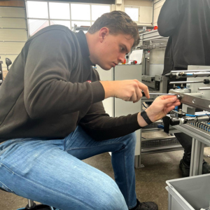 Engineer working on machine